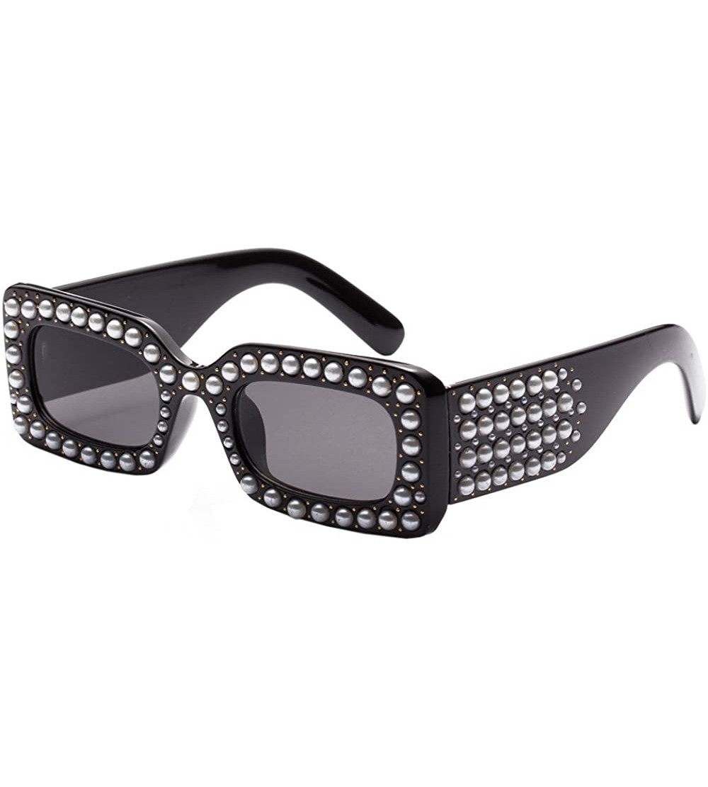 Oversized Sunglasses for Women Oversized Sunglasses Pearls Sunglasses Retro Glasses Eyewear Sunglasses for Holiday - A - CU18...