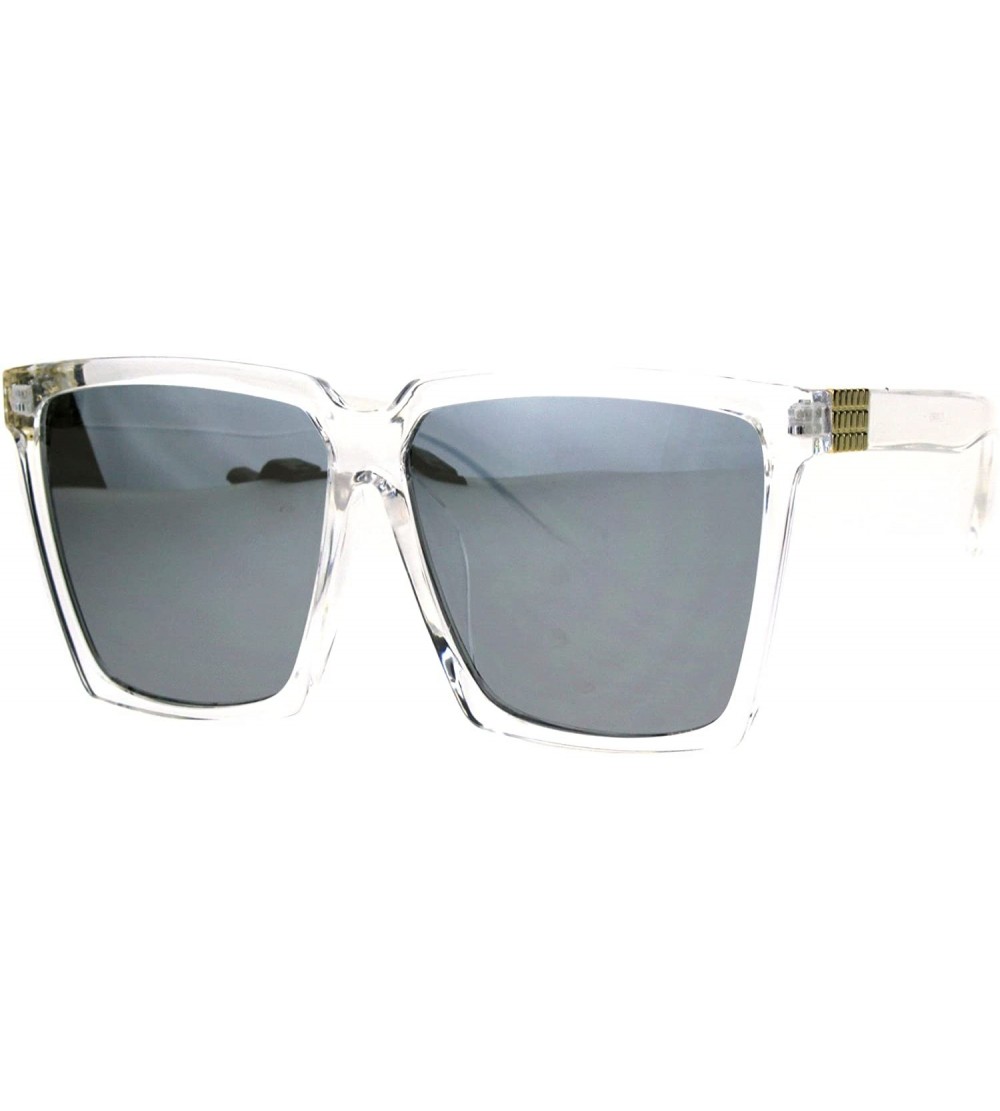 Oversized Womens Oversized Sunglasses Square Designer Frame Mirror Lens UV 400 - Clear (Silver Mirror) - CF186I28Z8U $21.15