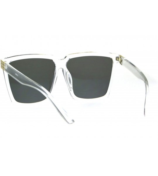 Oversized Womens Oversized Sunglasses Square Designer Frame Mirror Lens UV 400 - Clear (Silver Mirror) - CF186I28Z8U $21.15