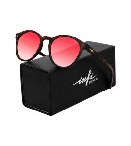 Round Polarized Sunglasses for Women Fishing Driving Round Retro Tortoise Glasses Red Pink Mirrored - CU193CDY74Z $56.00