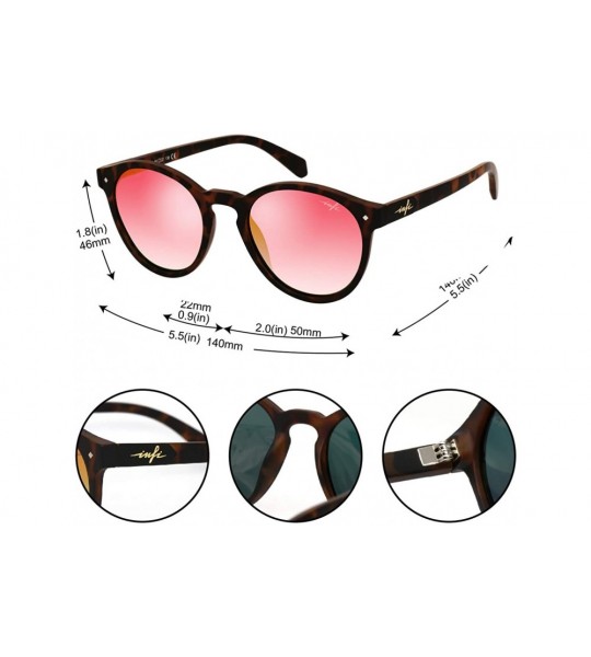 Round Polarized Sunglasses for Women Fishing Driving Round Retro Tortoise Glasses Red Pink Mirrored - CU193CDY74Z $56.00