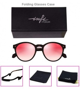 Round Polarized Sunglasses for Women Fishing Driving Round Retro Tortoise Glasses Red Pink Mirrored - CU193CDY74Z $56.00