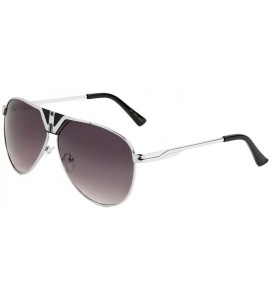 Aviator Metal Luxury Classic Retro Pilot Aviator Sunglasses - Silver Metallic Black Frame - C718WCQU4L9 $18.09