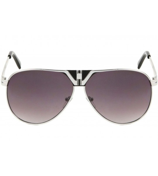 Aviator Metal Luxury Classic Retro Pilot Aviator Sunglasses - Silver Metallic Black Frame - C718WCQU4L9 $18.09