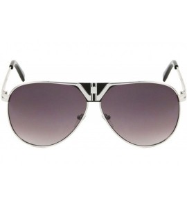 Aviator Metal Luxury Classic Retro Pilot Aviator Sunglasses - Silver Metallic Black Frame - C718WCQU4L9 $18.09