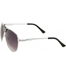 Aviator Metal Luxury Classic Retro Pilot Aviator Sunglasses - Silver Metallic Black Frame - C718WCQU4L9 $18.09