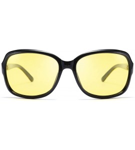 Oversized Classic Womens Night Glasses Driving Anti Glare Wrap Around Yellow Sunglasses B2548 - Black - CP192ZZZ6HM $32.62