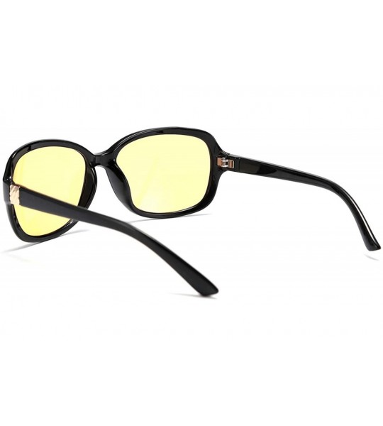 Oversized Classic Womens Night Glasses Driving Anti Glare Wrap Around Yellow Sunglasses B2548 - Black - CP192ZZZ6HM $32.62