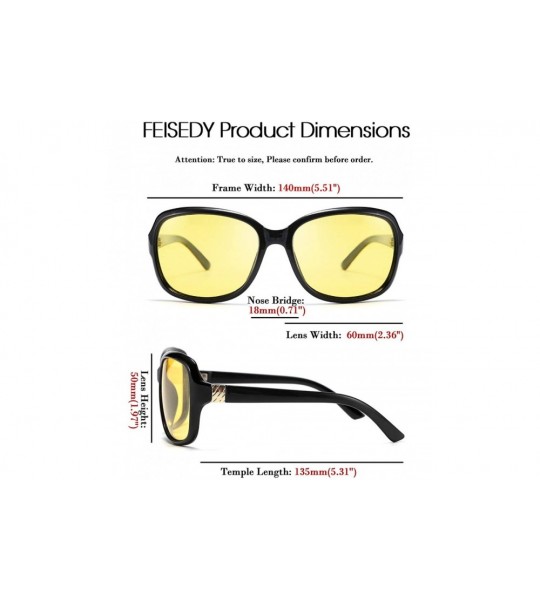 Oversized Classic Womens Night Glasses Driving Anti Glare Wrap Around Yellow Sunglasses B2548 - Black - CP192ZZZ6HM $32.62