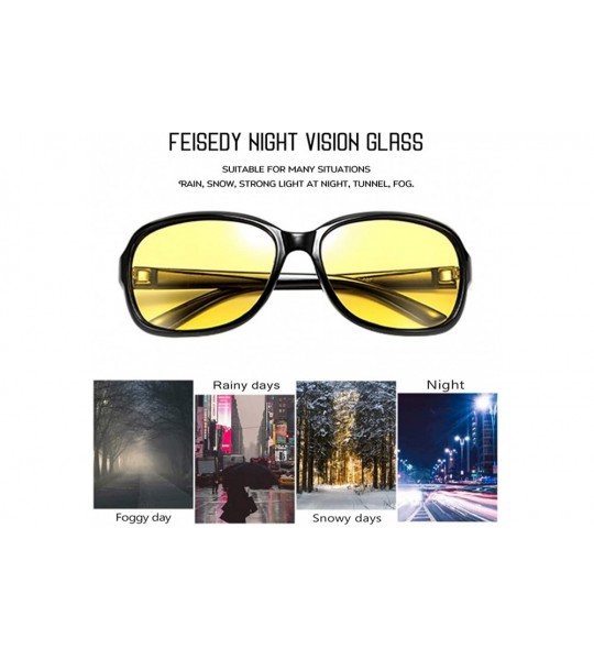 Oversized Classic Womens Night Glasses Driving Anti Glare Wrap Around Yellow Sunglasses B2548 - Black - CP192ZZZ6HM $32.62