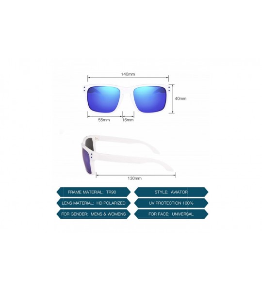 Sport Polarized Sport Sunglasses Unisex Mirrored Square Shades for Driving Fishing TR90 - White/Blue - C318TD06S36 $28.76