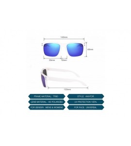 Sport Polarized Sport Sunglasses Unisex Mirrored Square Shades for Driving Fishing TR90 - White/Blue - C318TD06S36 $28.76