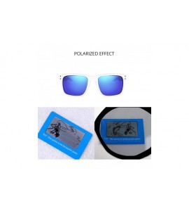 Sport Polarized Sport Sunglasses Unisex Mirrored Square Shades for Driving Fishing TR90 - White/Blue - C318TD06S36 $28.76