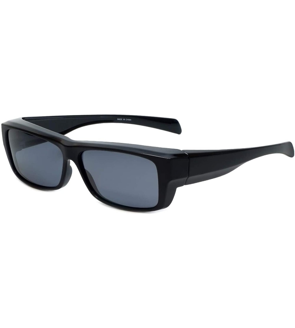 Rectangular Fitover Sunglasses with Polarized Lenses 57134PL - Black-grey - CH18M5X5ZU3 $22.91