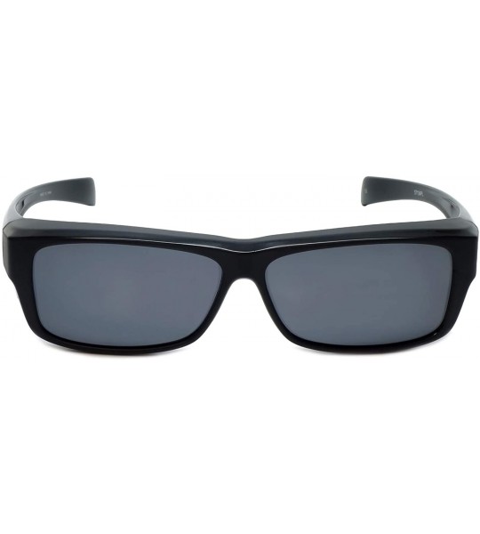 Rectangular Fitover Sunglasses with Polarized Lenses 57134PL - Black-grey - CH18M5X5ZU3 $22.91