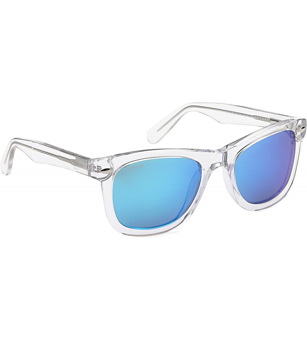 Shield Women's Sunglasses - Clear Plastic Designer Wayfarer Frame - Polarized - CS18DZO7M9I $92.68