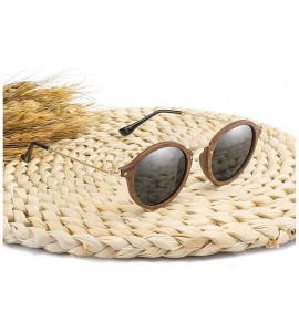 Oversized Ultralight Women Men Polarized Sunglasses Wooden Round Frame - Brown Lens With Case - CA18W9IA37N $90.01