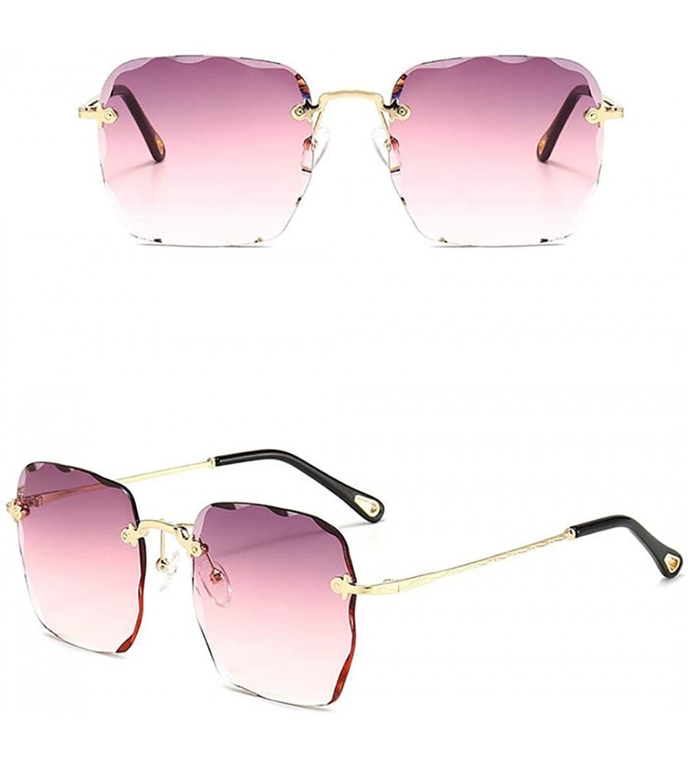 Square New Women Eyewear Casual Square Shape Gradient Color Sunglasses Sunglasses - Gray Pink - CW190OCRR8U $84.37