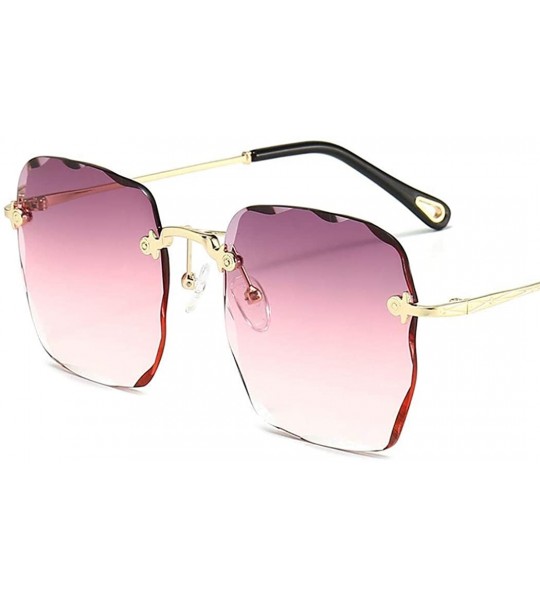 Square New Women Eyewear Casual Square Shape Gradient Color Sunglasses Sunglasses - Gray Pink - CW190OCRR8U $84.37