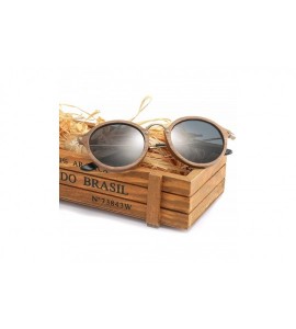 Oversized Ultralight Women Men Polarized Sunglasses Wooden Round Frame - Brown Lens With Case - CA18W9IA37N $90.01