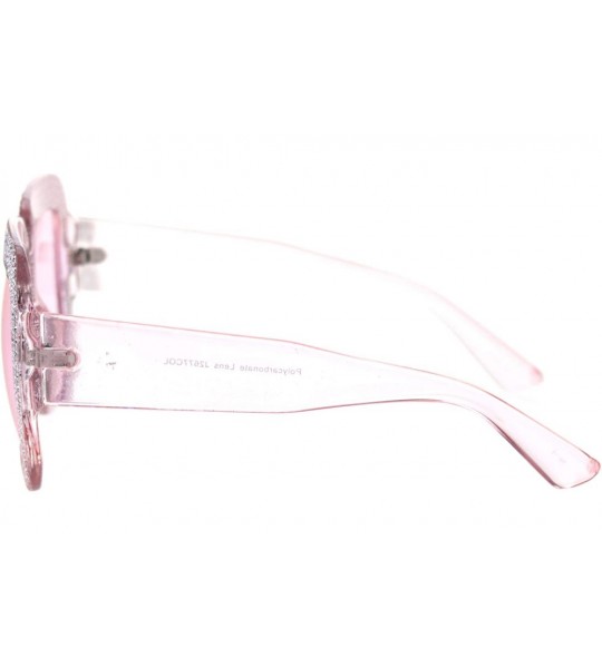 Oversized Beveled Diamond Cut Edge Heart Shape Plastic Valentines Sunglasses - Pink - CW18T0GA5A3 $18.40