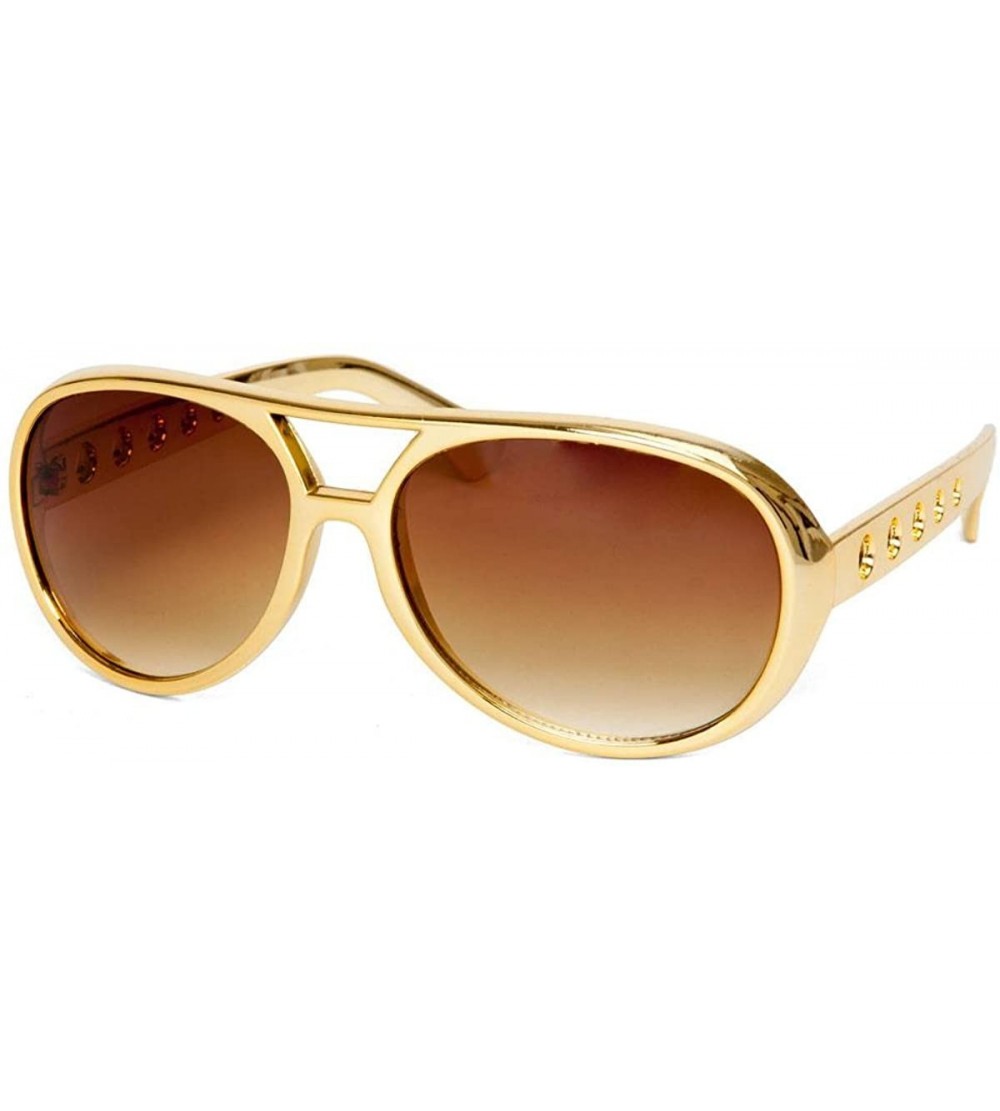 Oversized Rock and Roll King Sunglasses - Gold - CB12NYGEV3A $19.88