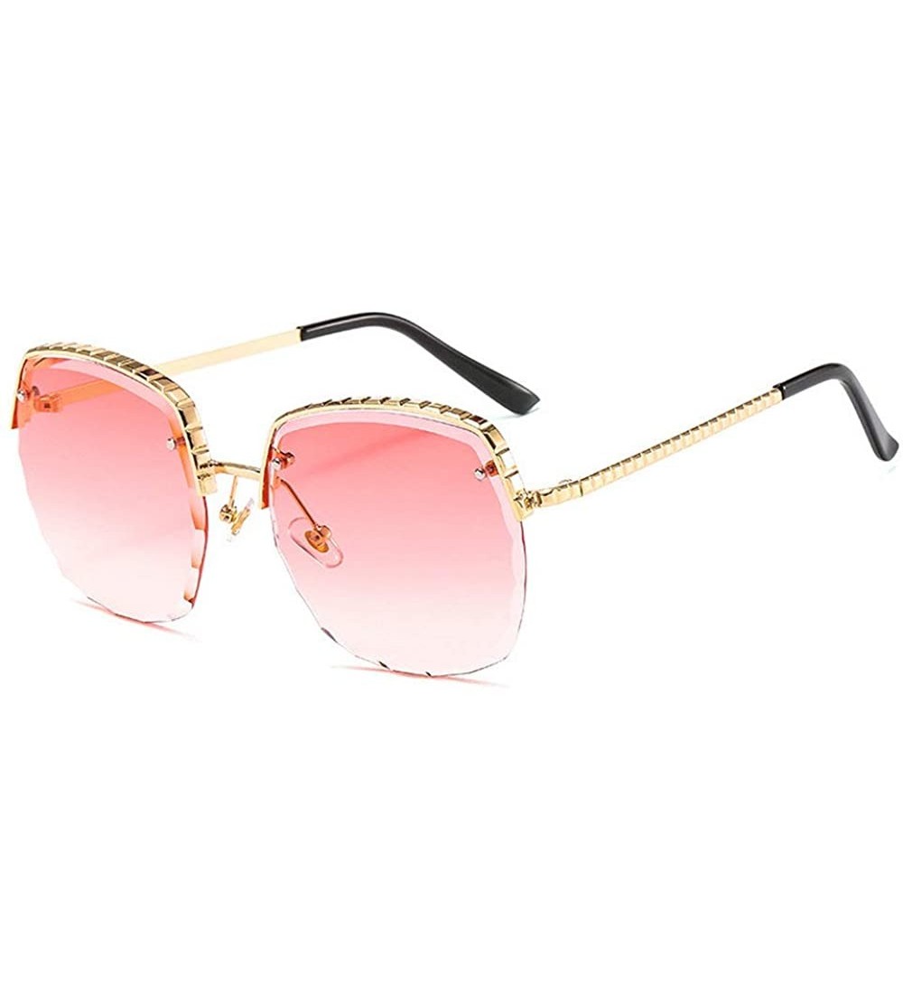 Rimless Rimless Square Luxury Cut Edge Sunglasses Men Women Fashion Metal Frame Sunglasses UV400 Glasses - Pink - CT192QQ2D0Z...