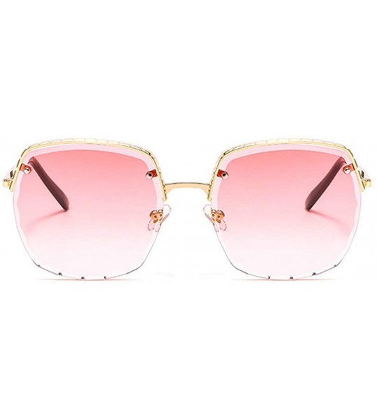 Rimless Rimless Square Luxury Cut Edge Sunglasses Men Women Fashion Metal Frame Sunglasses UV400 Glasses - Pink - CT192QQ2D0Z...