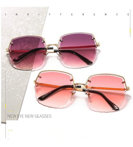 Rimless Rimless Square Luxury Cut Edge Sunglasses Men Women Fashion Metal Frame Sunglasses UV400 Glasses - Pink - CT192QQ2D0Z...