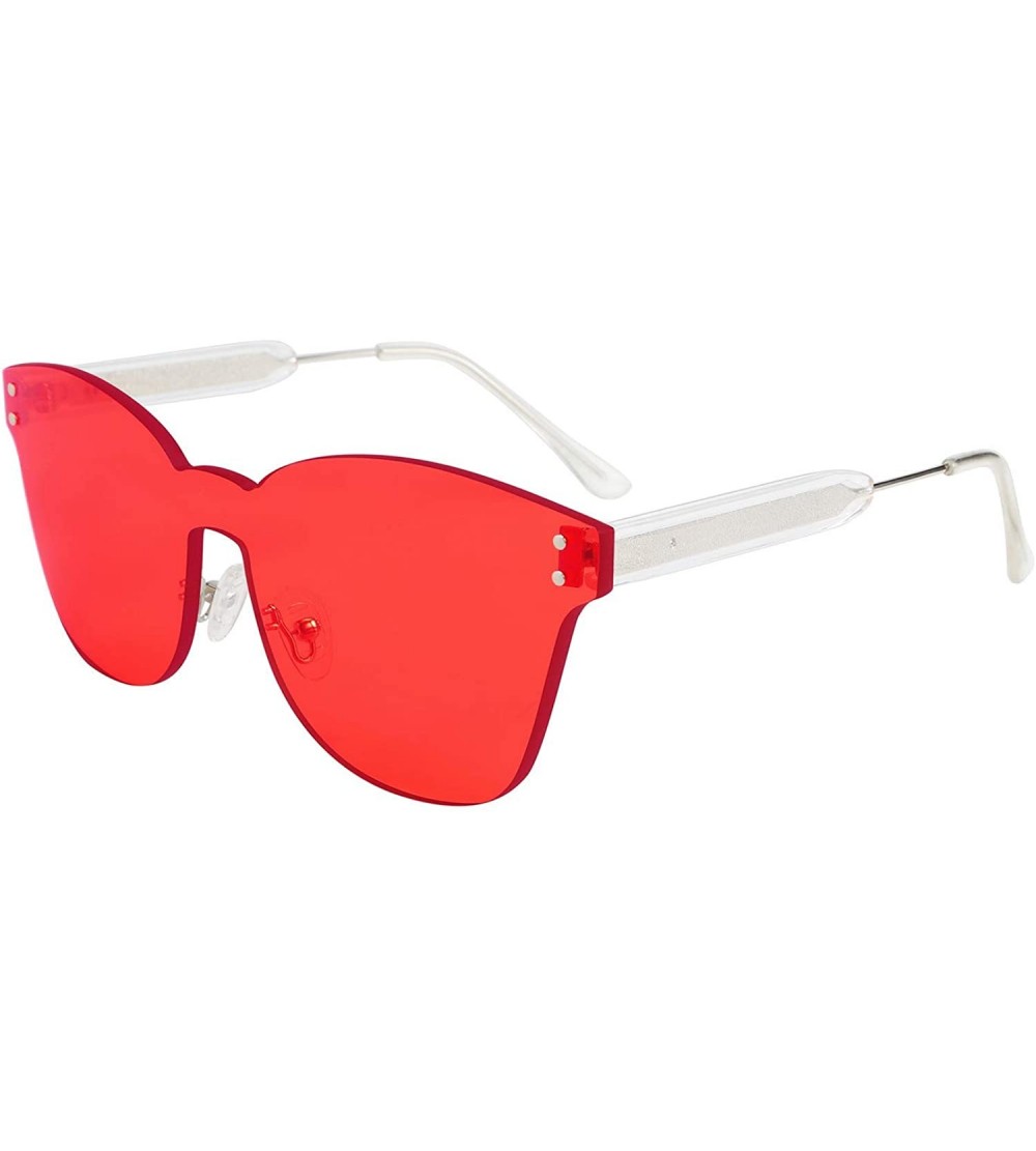Rimless Stylish One Piece Rimless Sunglasses Transparent Candy Color Eyewear Vintage Inspired Women Sun Glasses B2489 - C118R...