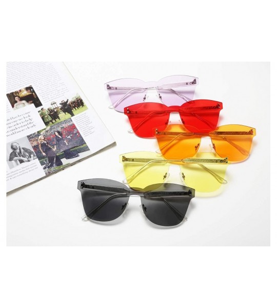 Rimless Stylish One Piece Rimless Sunglasses Transparent Candy Color Eyewear Vintage Inspired Women Sun Glasses B2489 - C118R...