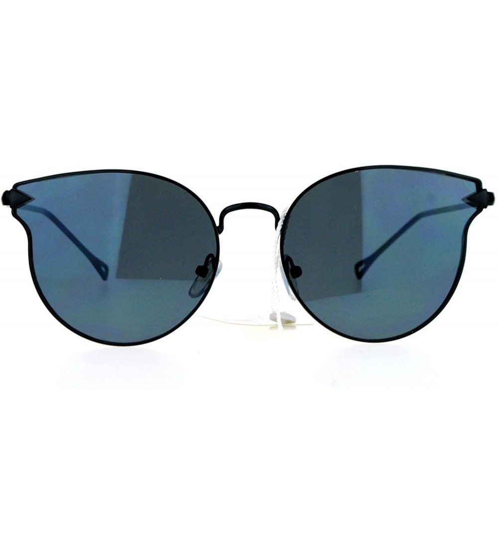 Wayfarer Mirrored Mirror Flat Lens Metal Horn Rim Hipster Sunglasses - All Black - CK12IS30IGD $23.25