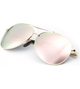 Aviator Sunglasses Polarized Protection Mirrored - 1489 Gold Frame Pink Lens - CM18WOL99Q8 $28.35