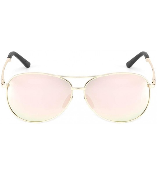 Aviator Sunglasses Polarized Protection Mirrored - 1489 Gold Frame Pink Lens - CM18WOL99Q8 $28.35
