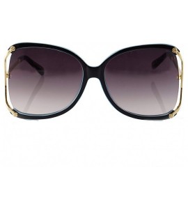 Square Oversize Exposed Lens Rose Deco Metal Temple Butterfly Sunglasses A255 - Blackblue/ Black - C418O38SYN8 $23.95