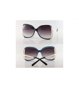 Square Oversize Exposed Lens Rose Deco Metal Temple Butterfly Sunglasses A255 - Blackblue/ Black - C418O38SYN8 $23.95