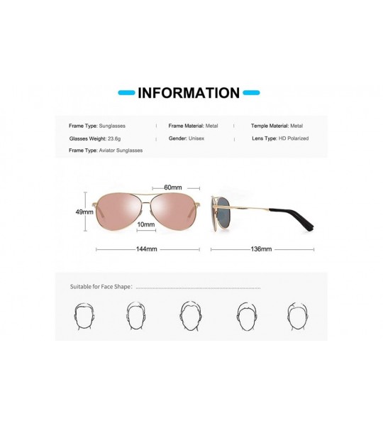 Aviator Sunglasses Polarized Protection Mirrored - 1489 Gold Frame Pink Lens - CM18WOL99Q8 $28.35