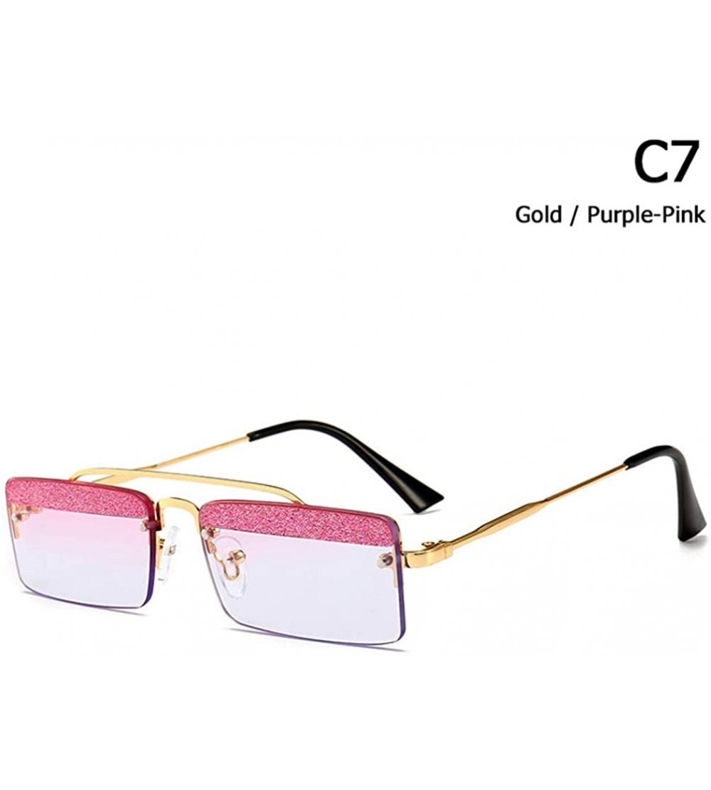 Goggle Rectangle Rimless Sunglasses Women Trend Design Sun Glasses - C7 - CX18Y38NGG5 $48.14