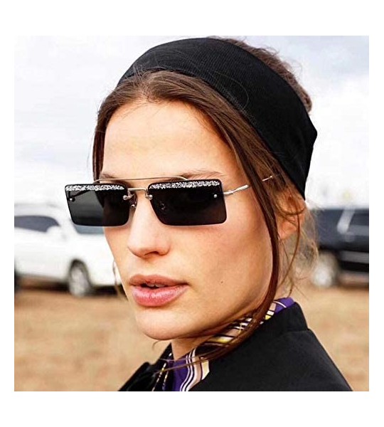 Goggle Rectangle Rimless Sunglasses Women Trend Design Sun Glasses - C7 - CX18Y38NGG5 $48.14