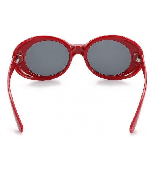 Round Clout Goggles Retro Oval Kurt Cobain Sunglasses Mod Thick Frame - Red - CZ18KW92R9W $18.87