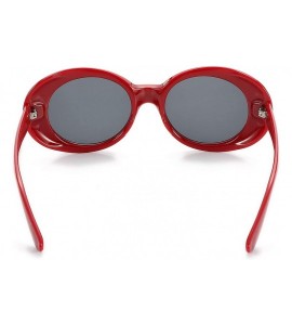 Round Clout Goggles Retro Oval Kurt Cobain Sunglasses Mod Thick Frame - Red - CZ18KW92R9W $18.87