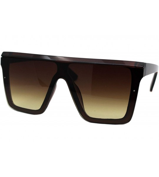 Square Womens Boyfriend Style Sunglasses Oversized Square Flat Top Shades UV 400 - Brown (Brown) - CA197QW3NOX $23.34