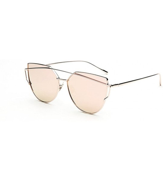 Aviator Modern Fashion Full Metal Crossbar Technologic Flat Lens Aviator Sunglasses - Pink - CQ12GY817ZZ $17.62