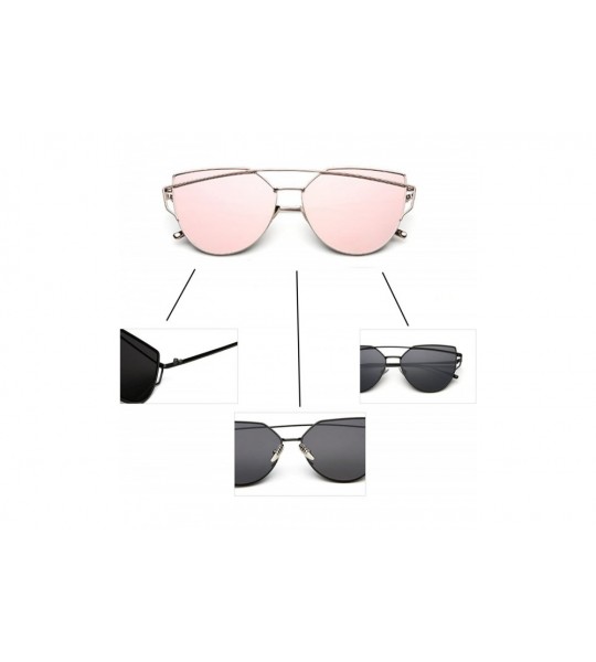 Aviator Modern Fashion Full Metal Crossbar Technologic Flat Lens Aviator Sunglasses - Pink - CQ12GY817ZZ $17.62