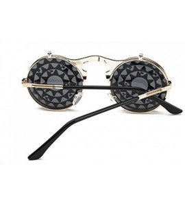 Round Vintage Flip Up Sunglasses Juniors John Lennon Style Circle Sun Glasses - Goldc9 - CO18RR0Z7LK $25.24