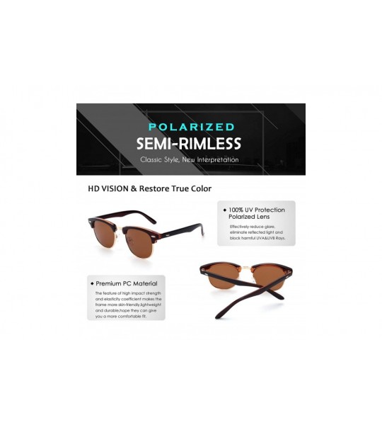 Cat Eye Classic Horn Rimmed Semi Rimless Polarized Sunglasses for Men Women GQO6 - 1 Brown-brown - CS17YK3KYW5 $19.64