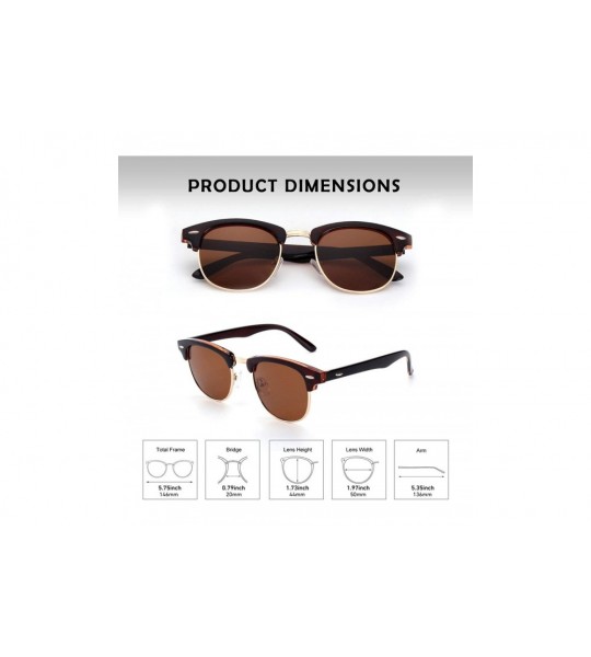 Cat Eye Classic Horn Rimmed Semi Rimless Polarized Sunglasses for Men Women GQO6 - 1 Brown-brown - CS17YK3KYW5 $19.64