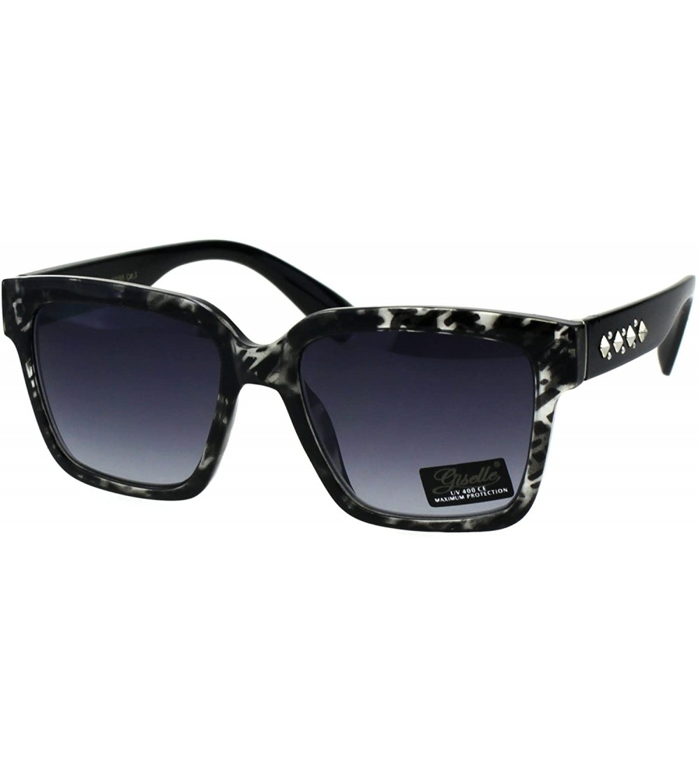 Rectangular Womens Boyfriend Style Horn Rim Rectangular Plastic Goth Sunglasses - Clear Tortoise Smoke - C318EHSRXNA $19.26