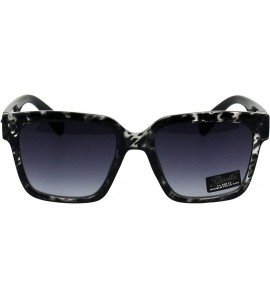 Rectangular Womens Boyfriend Style Horn Rim Rectangular Plastic Goth Sunglasses - Clear Tortoise Smoke - C318EHSRXNA $19.26