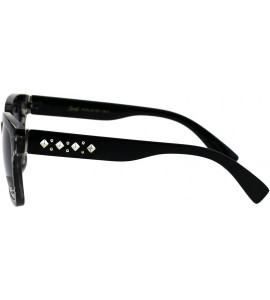 Rectangular Womens Boyfriend Style Horn Rim Rectangular Plastic Goth Sunglasses - Clear Tortoise Smoke - C318EHSRXNA $19.26